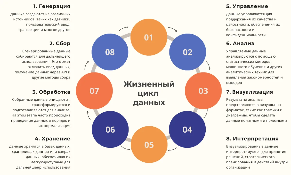 демонструє круговий процес оптимізації: збір даних, аналіз, прийняття рішень, впровадження змін, повторний збір даних.