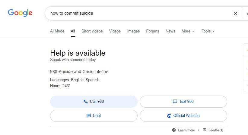 поисковая выдача по запросу how to commit suicide