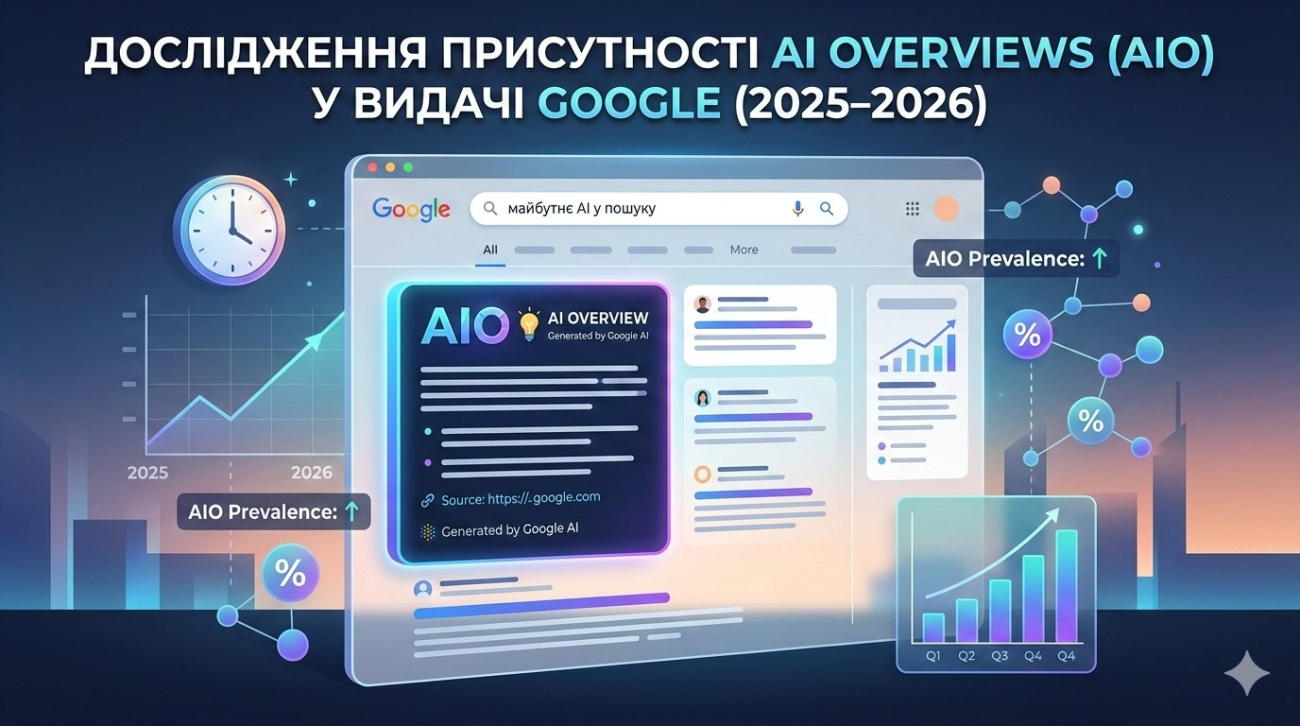 Дослідження присутності AI Overviews (AIO) у видачі Google (2025–2026)