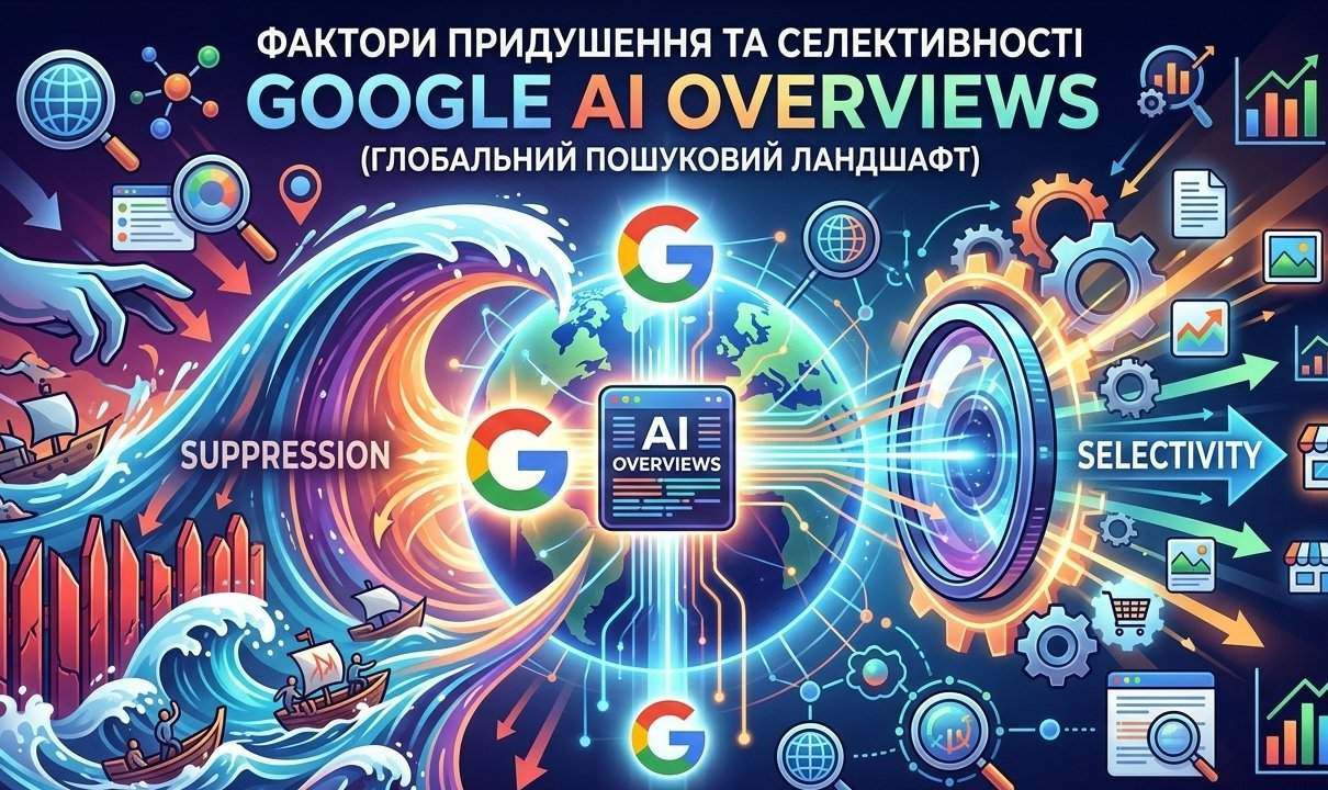 Фактори придушення та селективності Google AI Overviews у глобальному пошуковому ландшафті